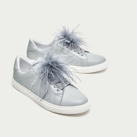 Zara Shoes - ZARA Sneakers w/ Removable Feathers Flaps BLUE NEW